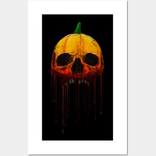 Dripping Skull Pumpkin Posters and Art